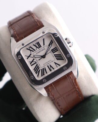 Cartier Santos 100 Medium Midsize 33 mm Automatic 2878 Men's Watch